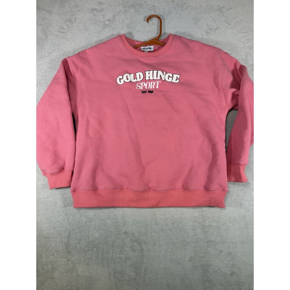 GOLD HINGE Wide Arm Front Logo Sweatshirt pink‎ /Raspberry Size Medium